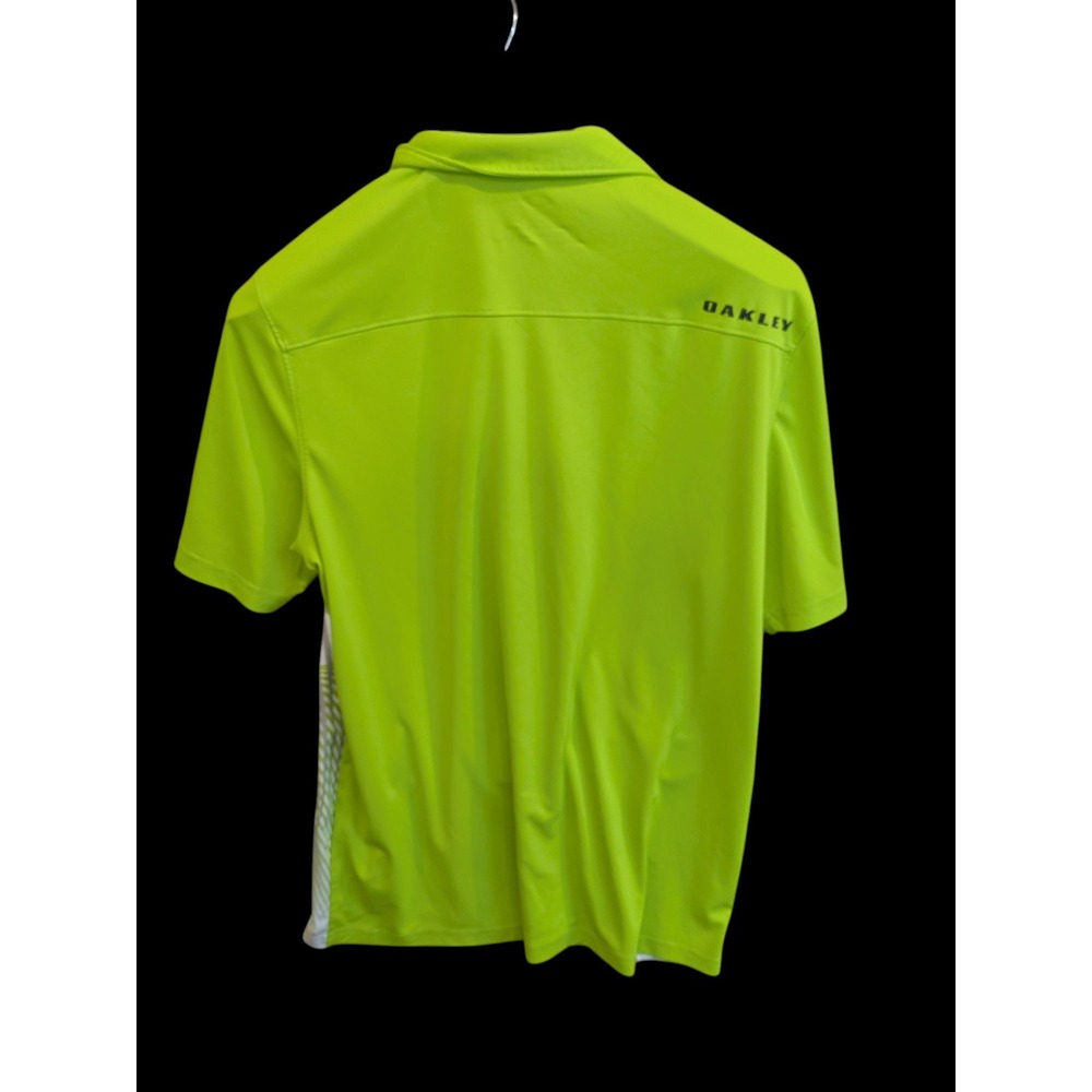 Oakley Polo Shirt Mens Neon Green Polyester Medium - Picture 2 of 6
